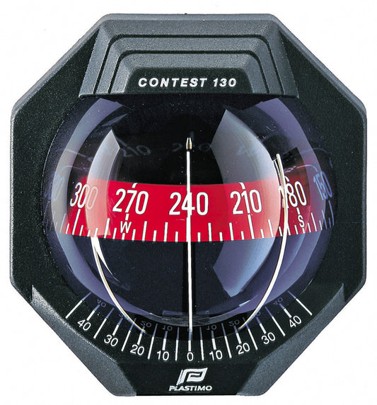 Plastimo Contest 130 Compass Black Red Bulkhead Inclined | SendIt Sailing
