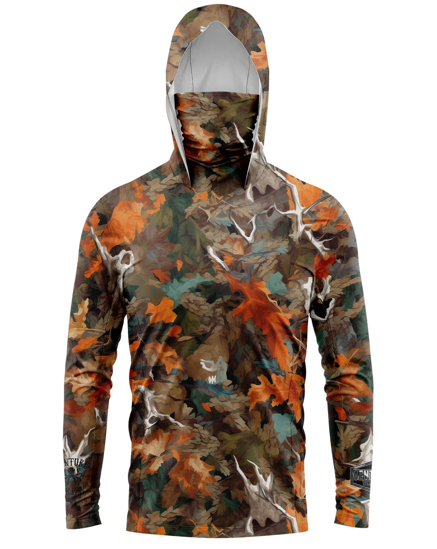 Fall Leaves Camo Face Buff Dri Fit Hoodie (Adult/Youth)