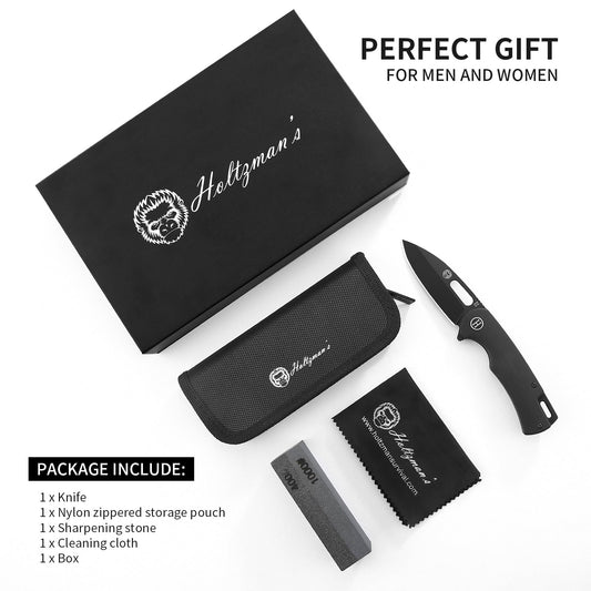 The Venture Point Folding Pocket Knife Giftset for Men and Women (Black and Blue)
