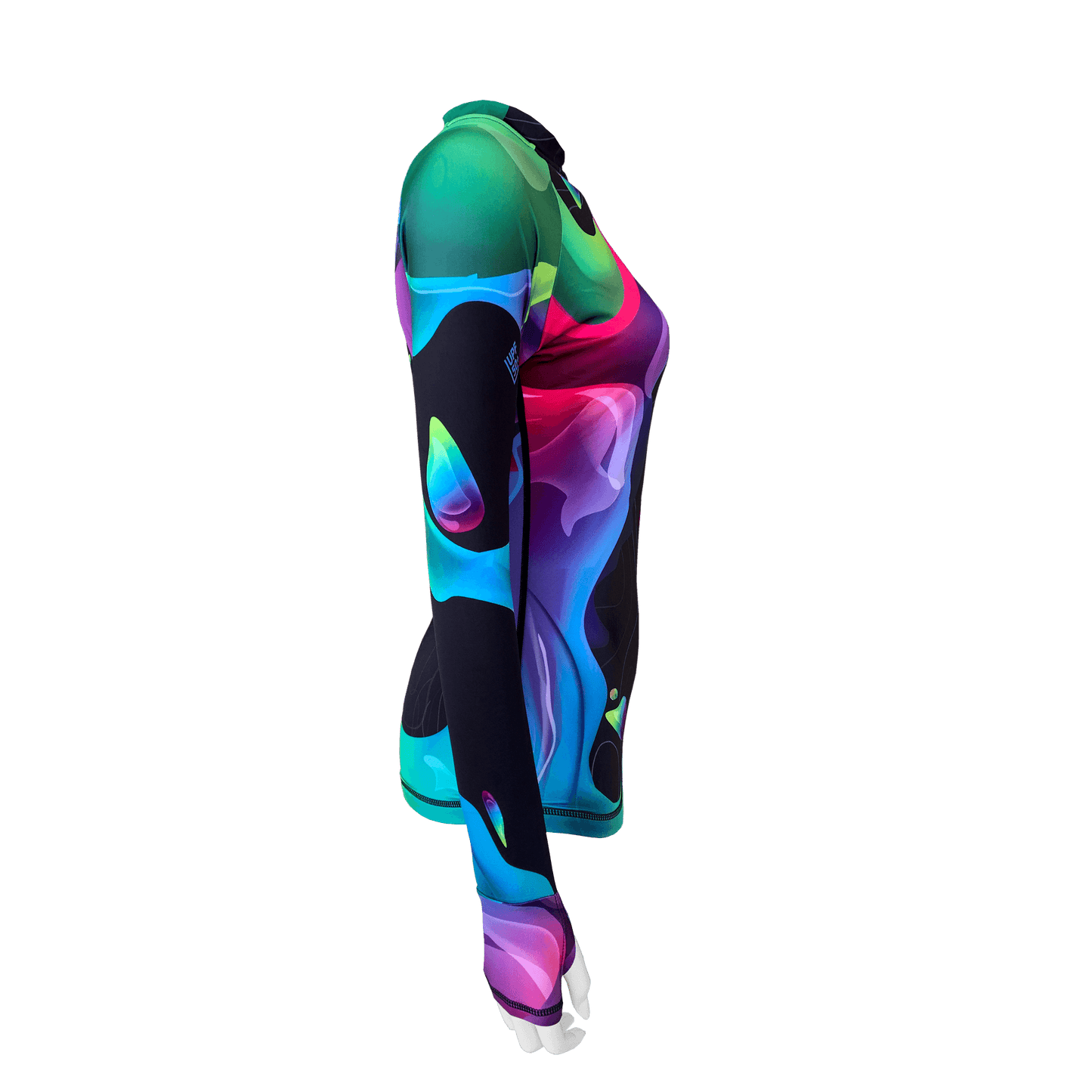 Long Sleeve Rash Guard for Women UPF 50+ | Rainbow Black