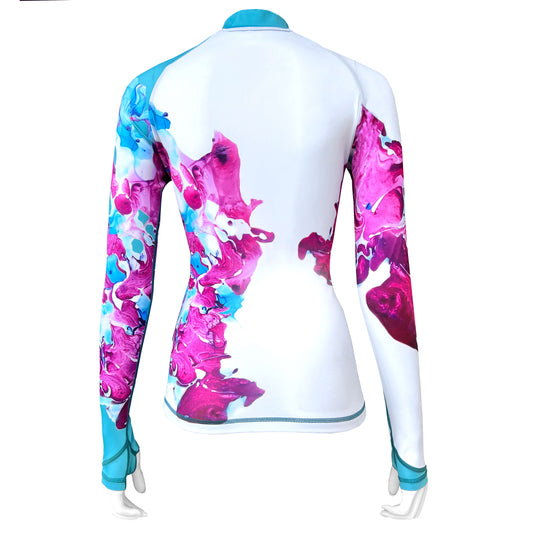 Long Sleeve Rash Guard for Women UPF 50+ | Art - Marble Dawn