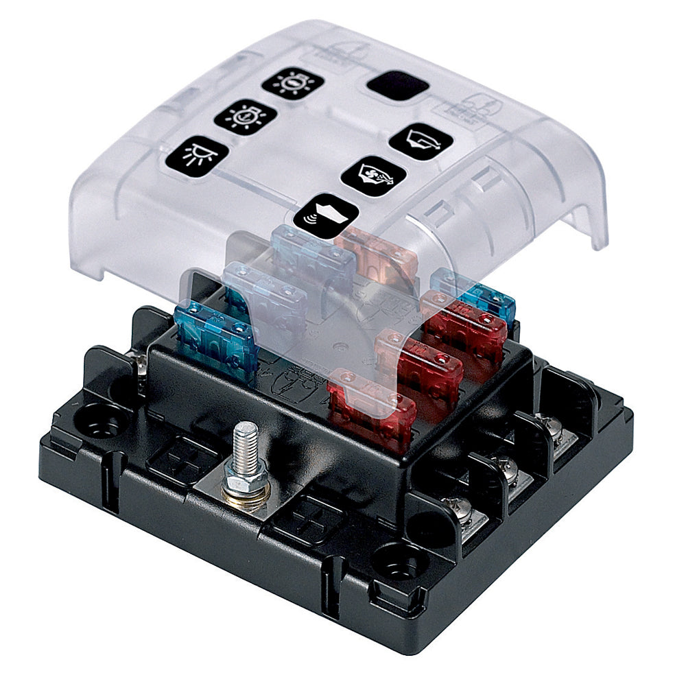 BEP ATC Six Way Fuse Holder & Screw Terminals with Cover & Link