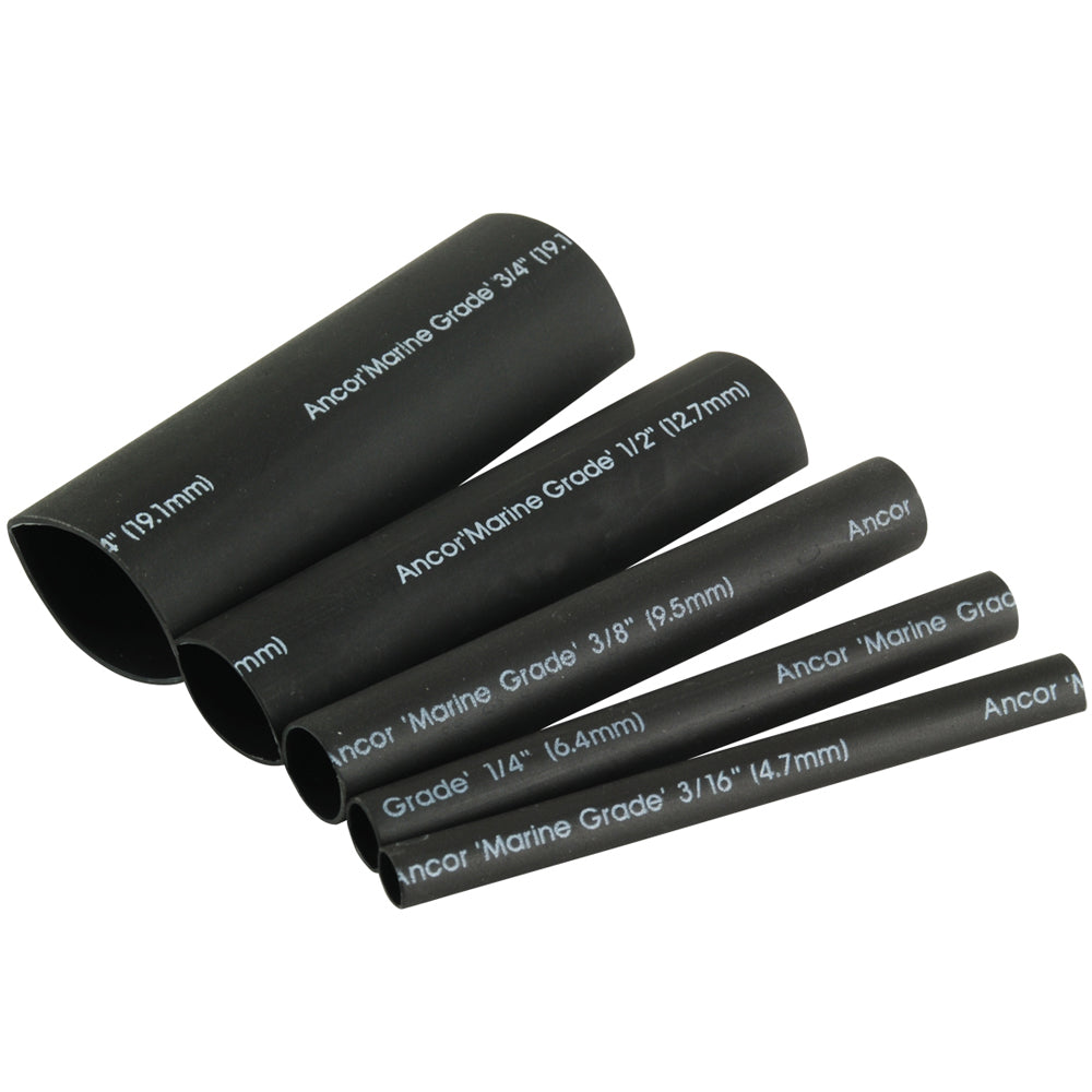 Ancor Adhesive Lined Heat Shrink Tubing Kit - 8-Pack, 3in, 20 to 2/0 AWG, Black