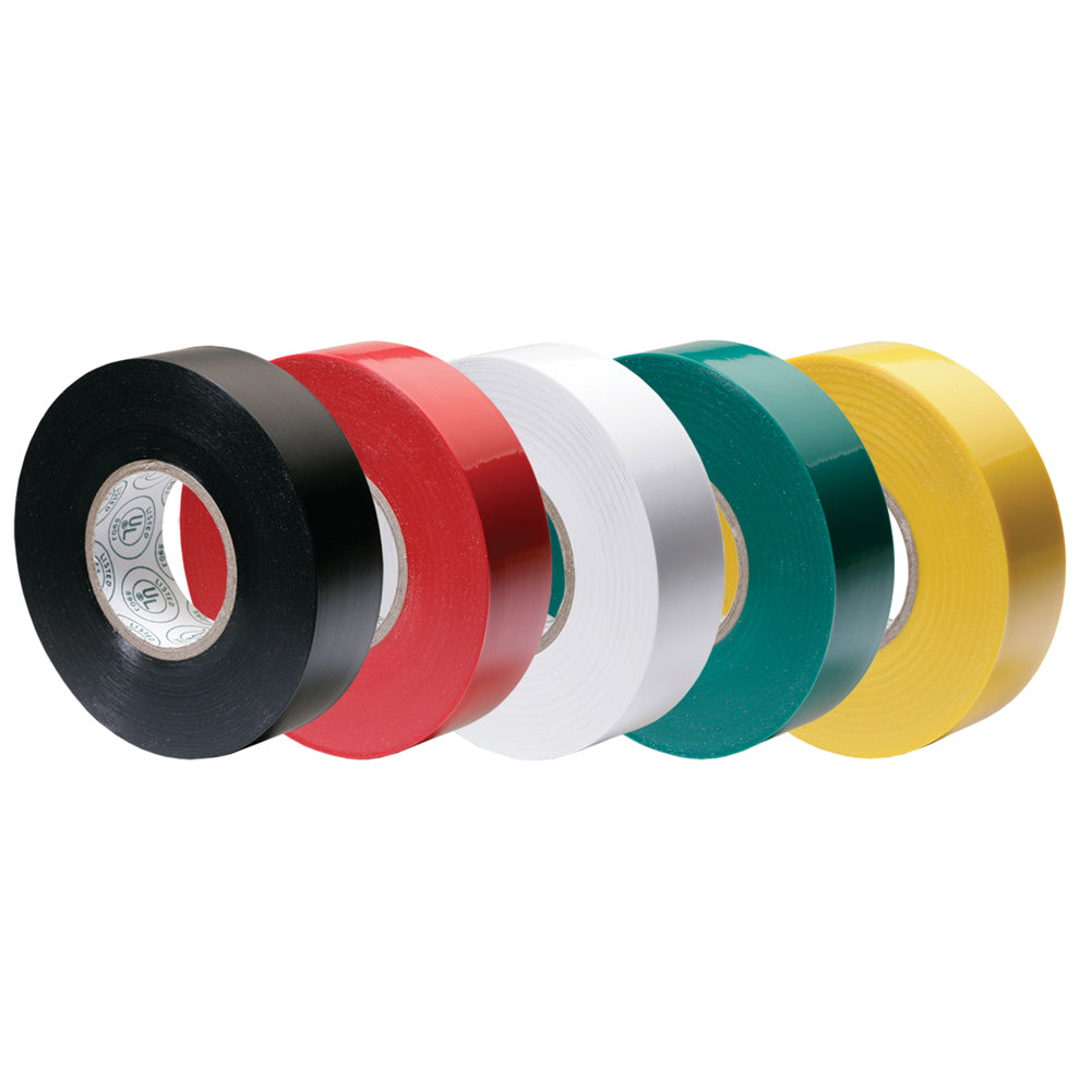 Ancor Premium Assorted Electrical Tape - 1/2in x 20ft - Black / Red / White / Green / Yellow