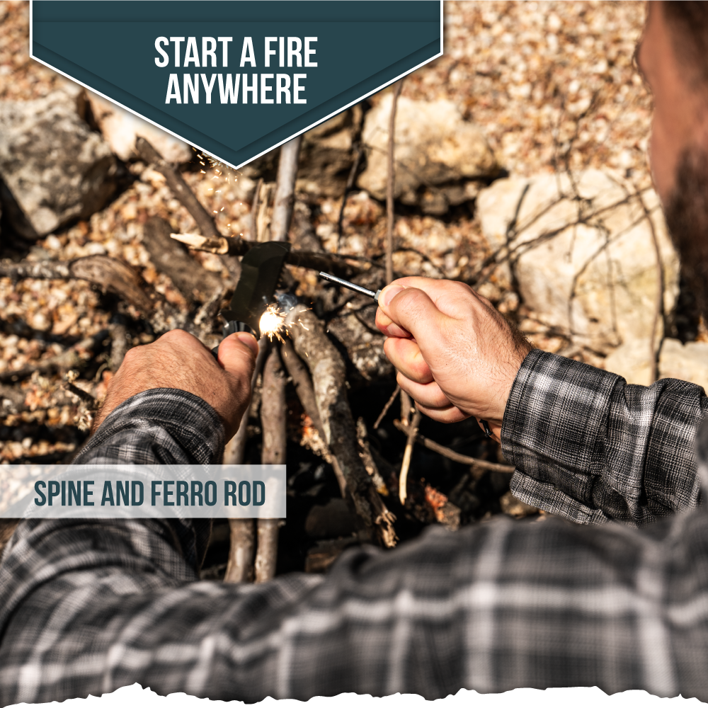 The Baby Tracker D2 Steel Bushcraft Survival Neck Knife Gift Set (Black and Gray)