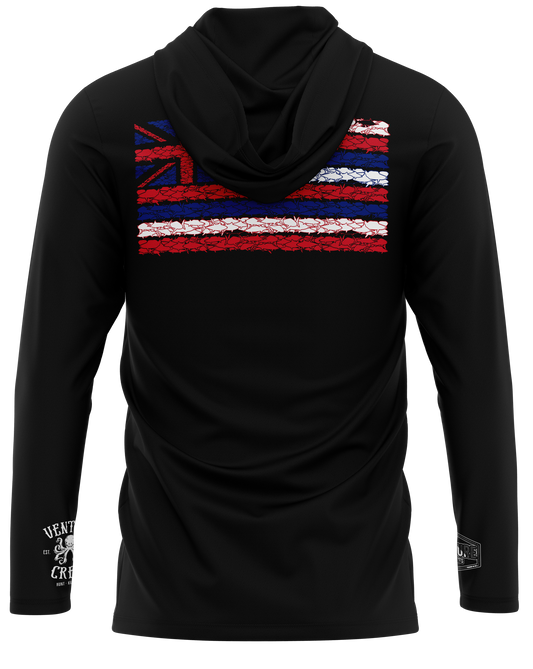 Hawaiian Fish Flag Black Dri Fit Hoodie (Adult/Keiki)