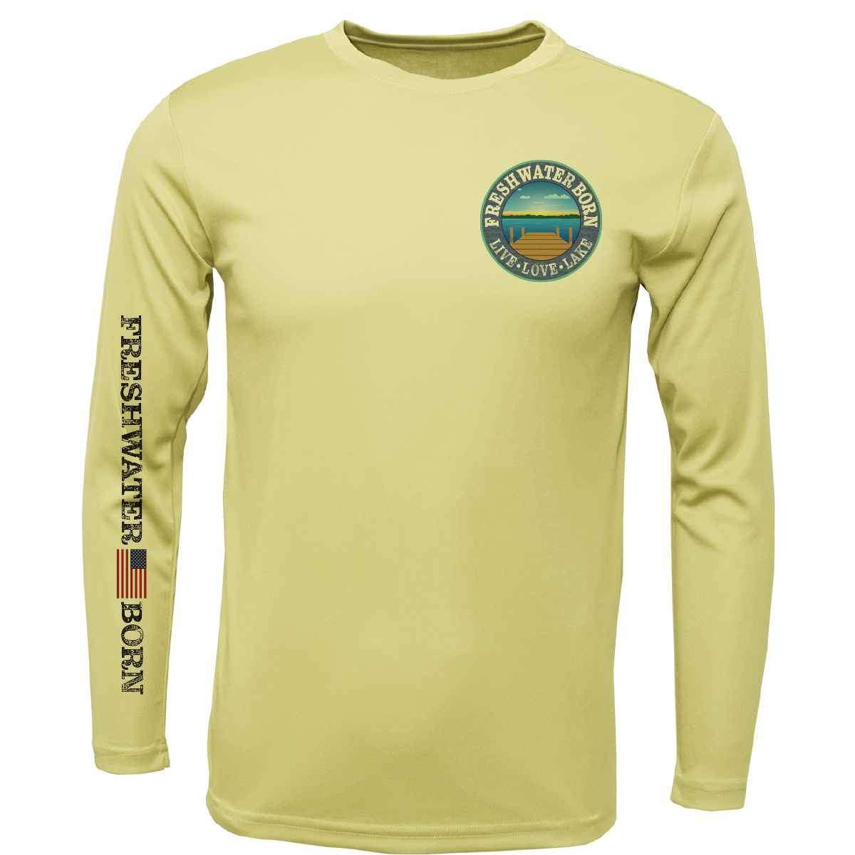 Freshwater Born "Live Love Lake" Surrender the Booty Men's Long Sleeve UPF 50+ Dry-Fit Shirt