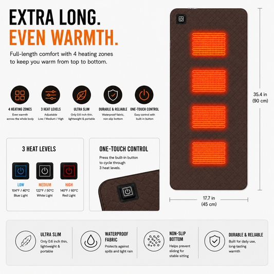 LITEGUEST Ultra Slim Heated Seat Cushion | USB Heated Seat Pad