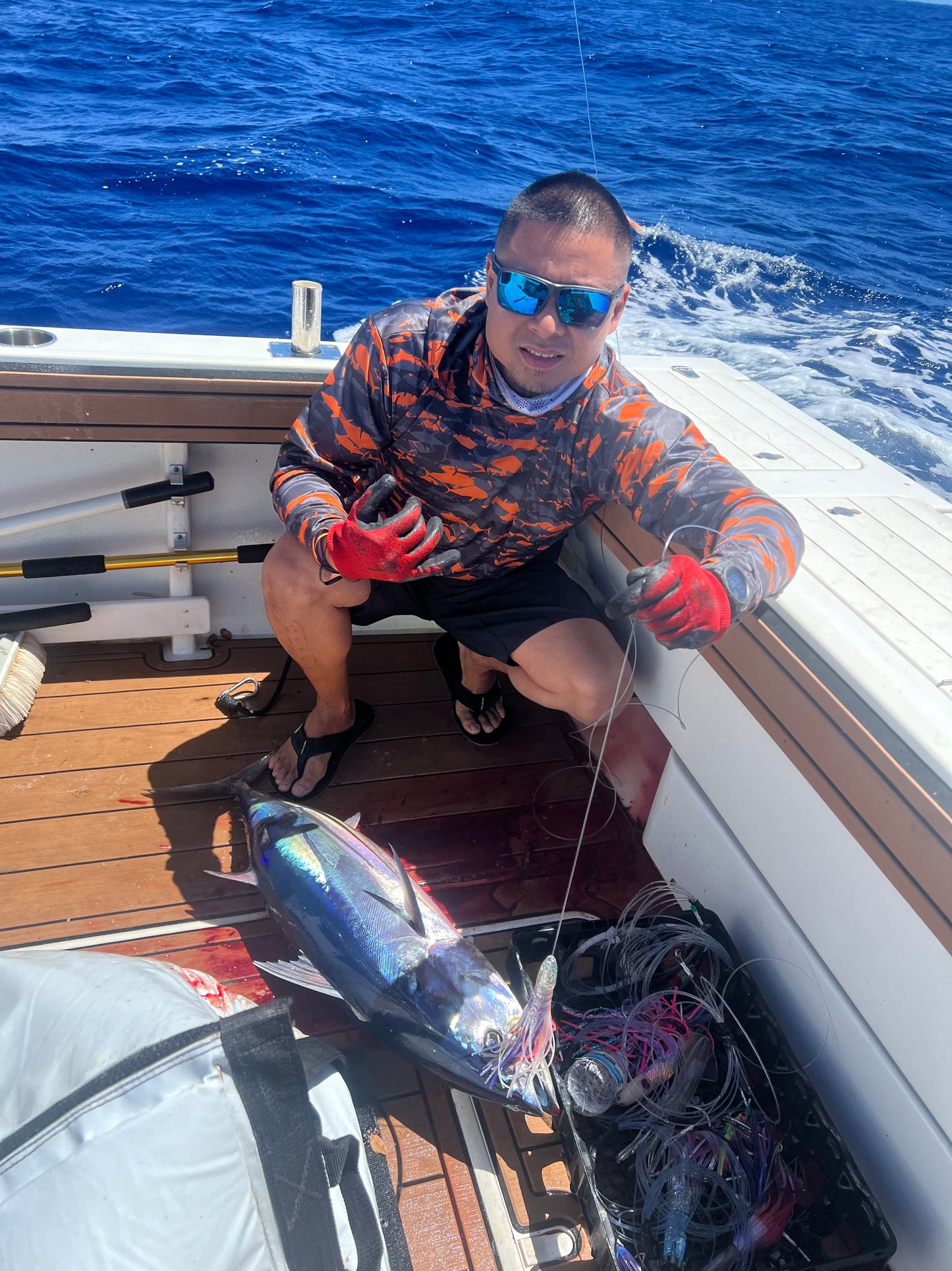 Pelagic Orange Camo Face Buff Dri Fit Hoodie (Adult/Youth)