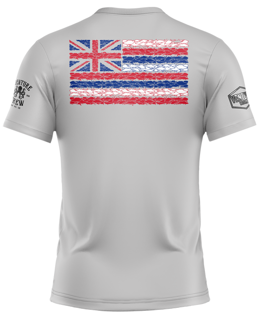 Hawaiian Fish Flag Gray Dri Fit T-Shirt (Adult/Keiki)