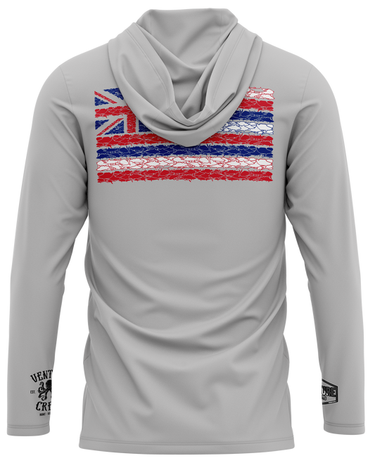 Hawaiian Fish Flag Gray Dri Fit Hoodie (Adult/Keiki)