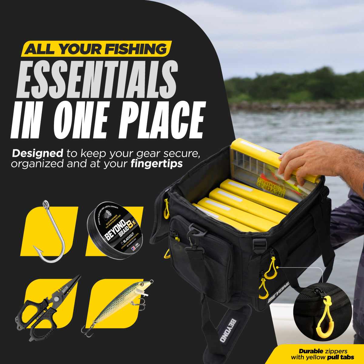 Beyond Fishing Hauler Tackle Bags With or Without Tackle Box Available in Medium, Large, and Extra-Large