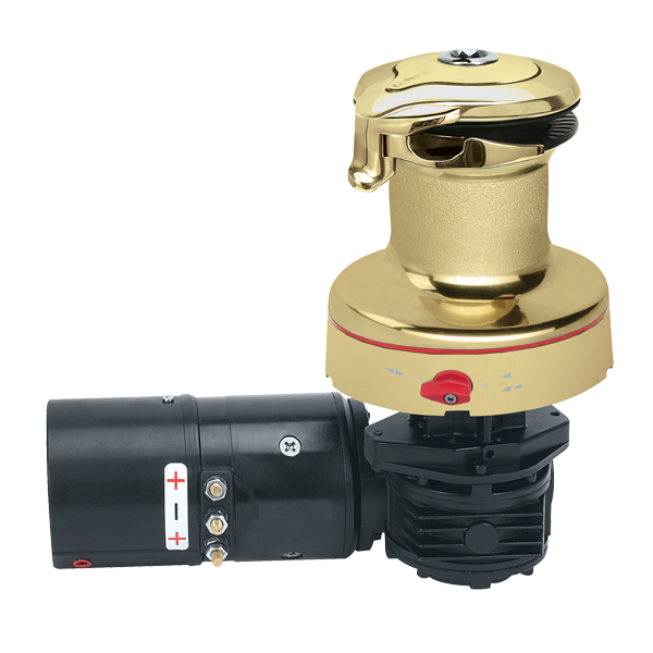 Harken 46 Rewind 12V Horiz Polished Bronze with DF Ctrl Box-Left Winch | SendIt Sailing