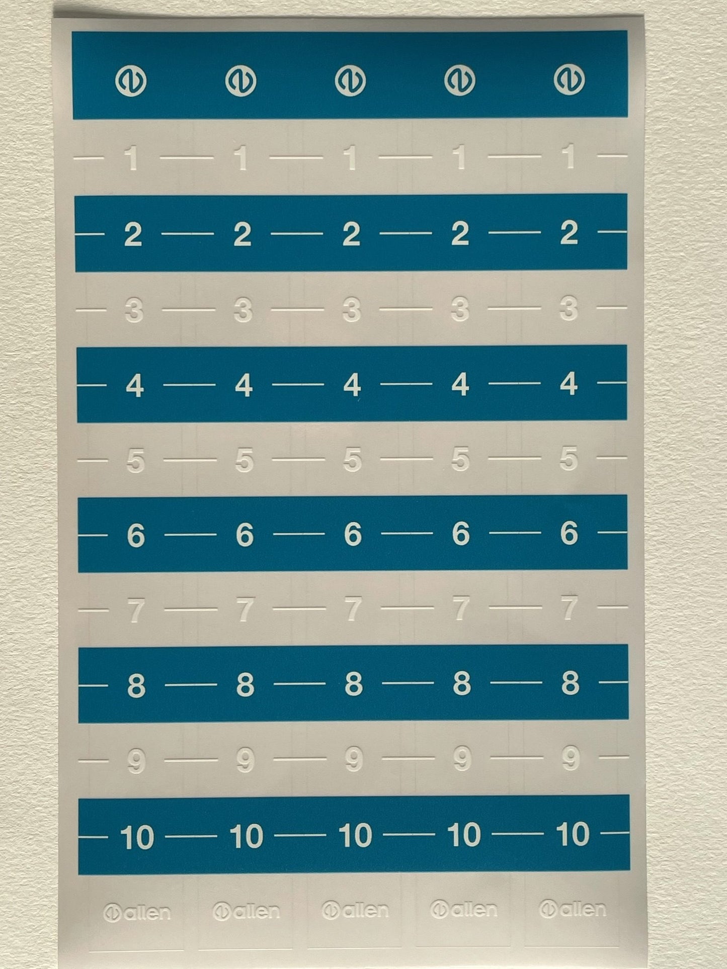 Allen Small Calibration Sticker 1 To 10 In 1Cm Increments 1 Sheet