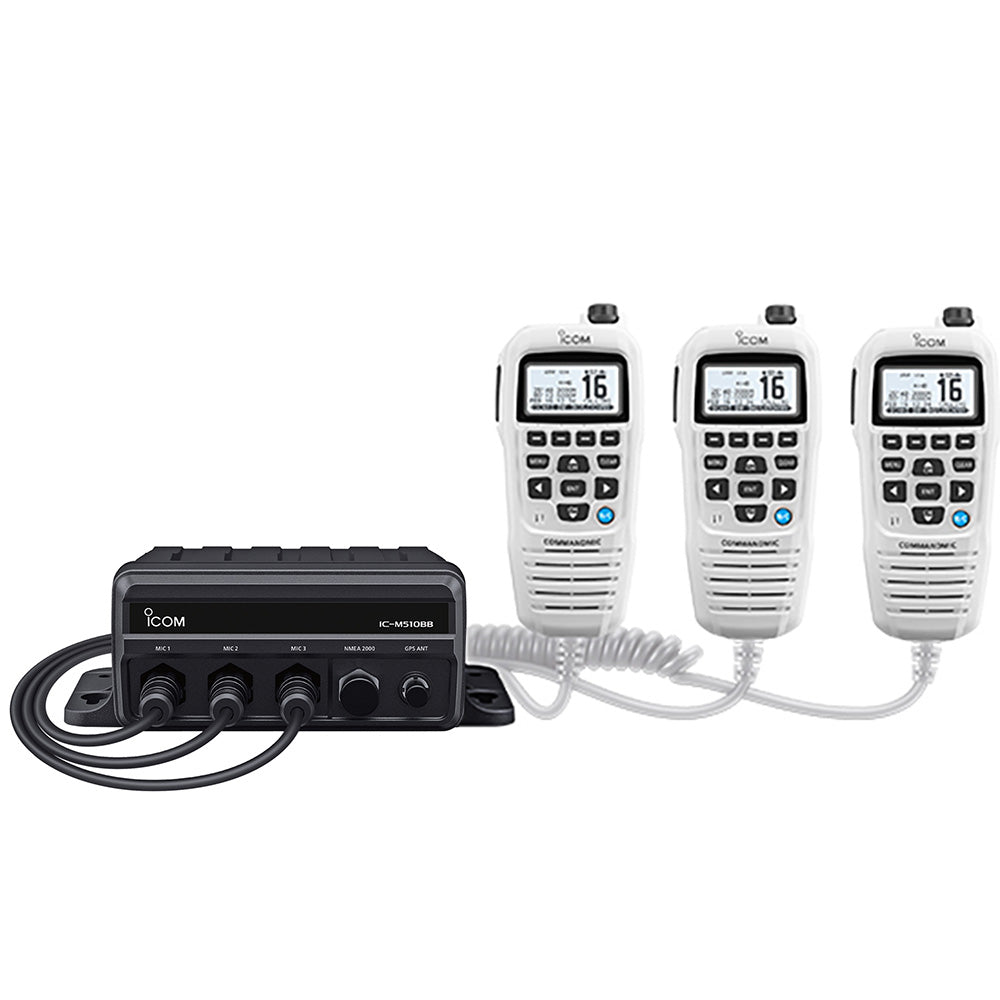 Icom M510BB GW 21 Black Box VHF w/White Command Mic & 3 Command Mic Ports | SendIt Sailing