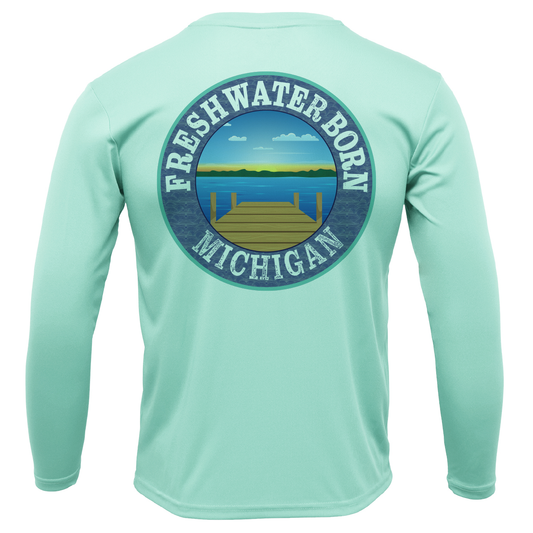Michigan USA Freshwater Born Men's Long Sleeve UPF 50+ Dry-Fit Shirt