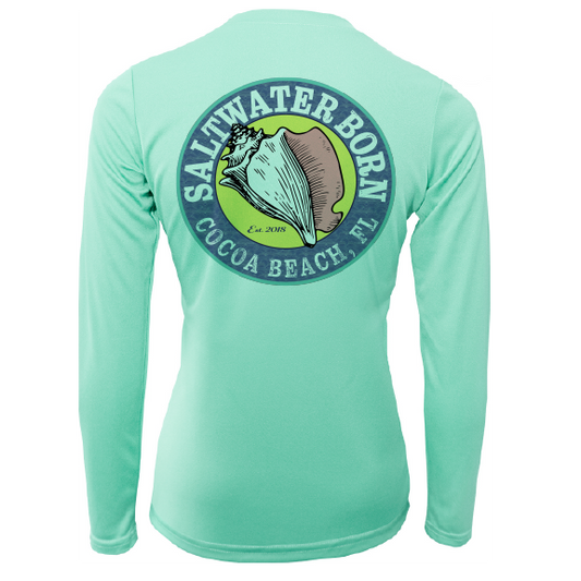 Cocoa Beach, FL "Life is Better at The Beach" Turtle Women's Long Sleeve UPF 50+ Dry-Fit Shirt