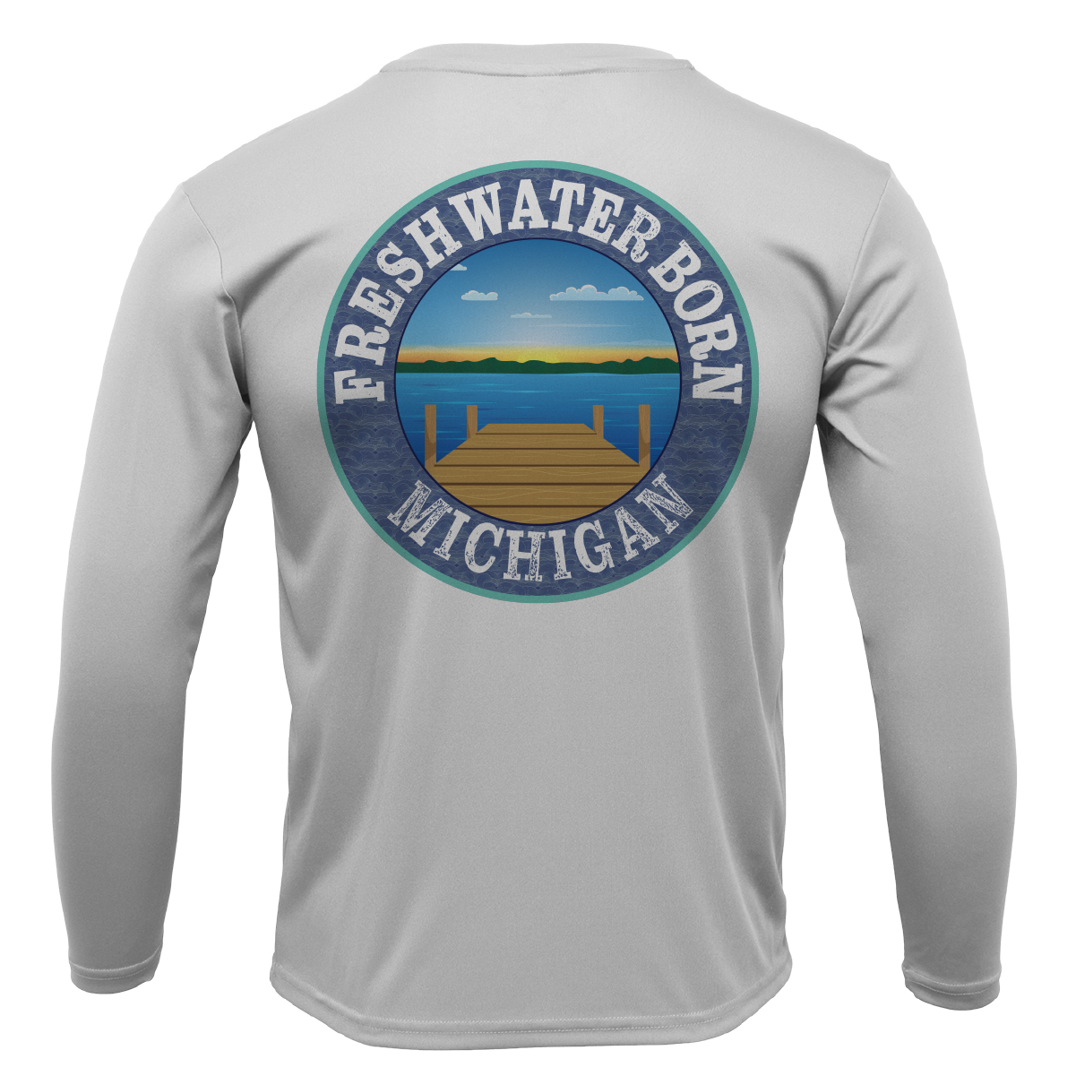 Michigan USA Freshwater Born Men's Long Sleeve UPF 50+ Dry-Fit Shirt