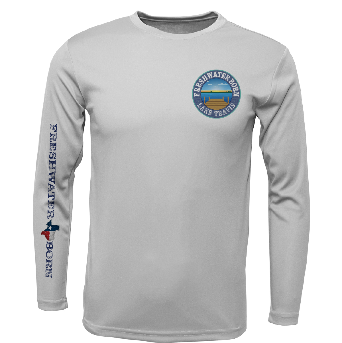 Lake Travis Freshwater Born State of Texas Men's Long Sleeve UPF 50+ Dry-Fit Shirt