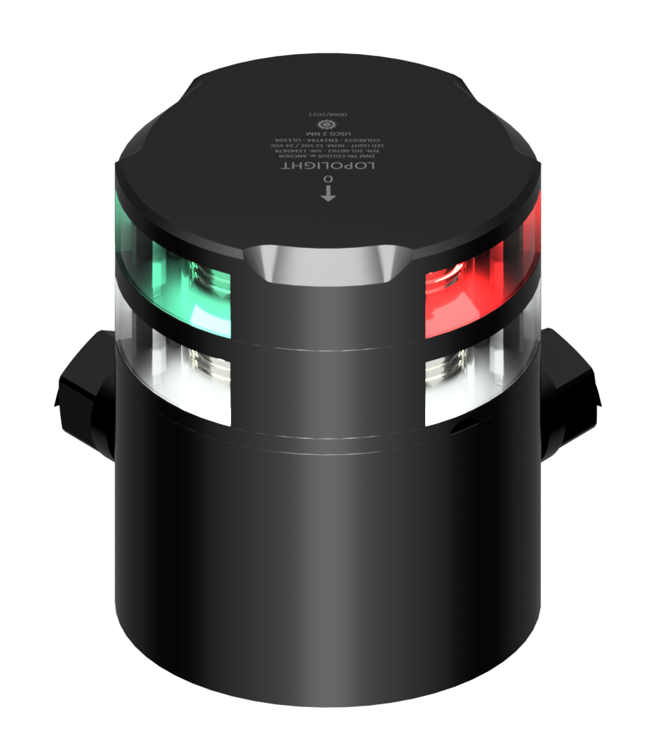 Lopolight 2nm Tricolor/Anchor with Strobe Black | SendIt Sailing