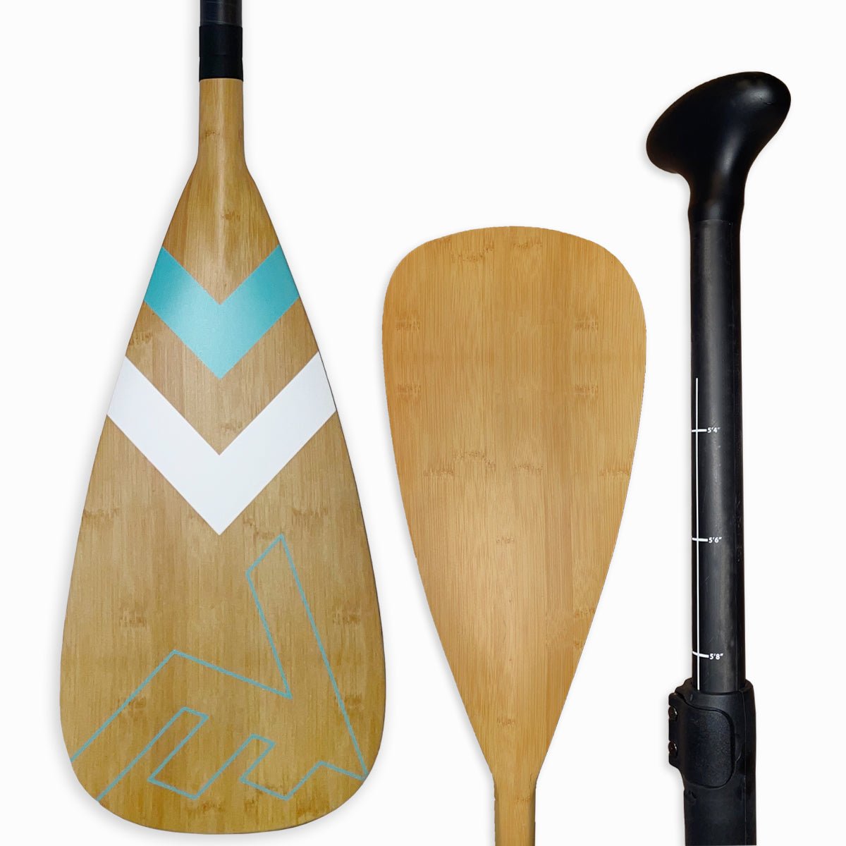 Carbon-Fiberglass Adjustable Paddle with ABS Edge - Bamboo/Caribbean