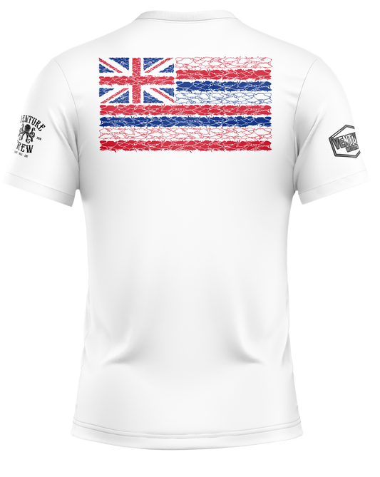 Hawaiian Fish Flag White Dri Fit T-Shirt (Adult/Keiki)