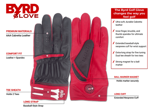 THE BYRD GOLF GLOVE ∞ Black/Red