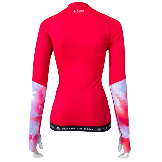Long Sleeve Rash Guard for Women UPF 50+ | Active - Red