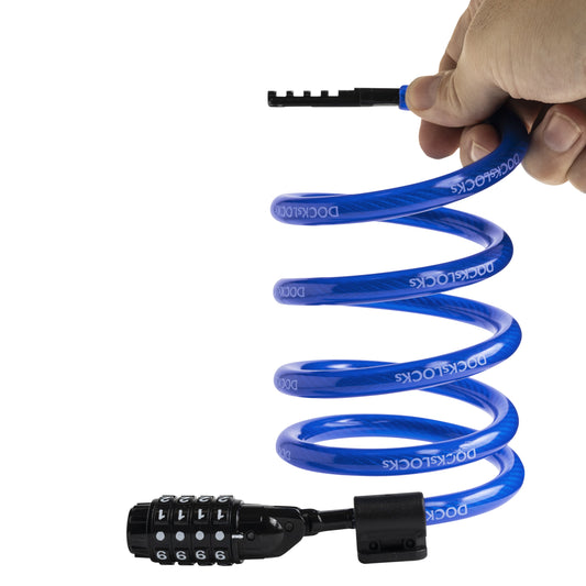 DocksLocks® Bike and Scooter Coiled Security Cable Lock with Resettable Combination and Mounting Bracket (4' or 6') | SendIt Sailing