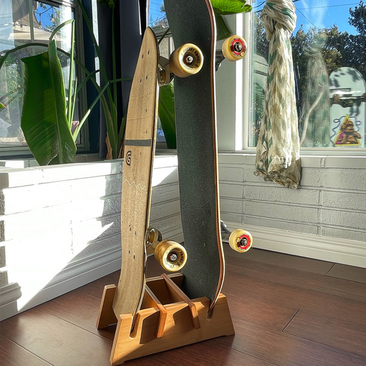Double Bamboo Skateboard Floor Stand