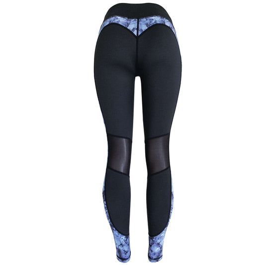 Swim Leggings for Women UPF 50+| Marble - Black with Mesh