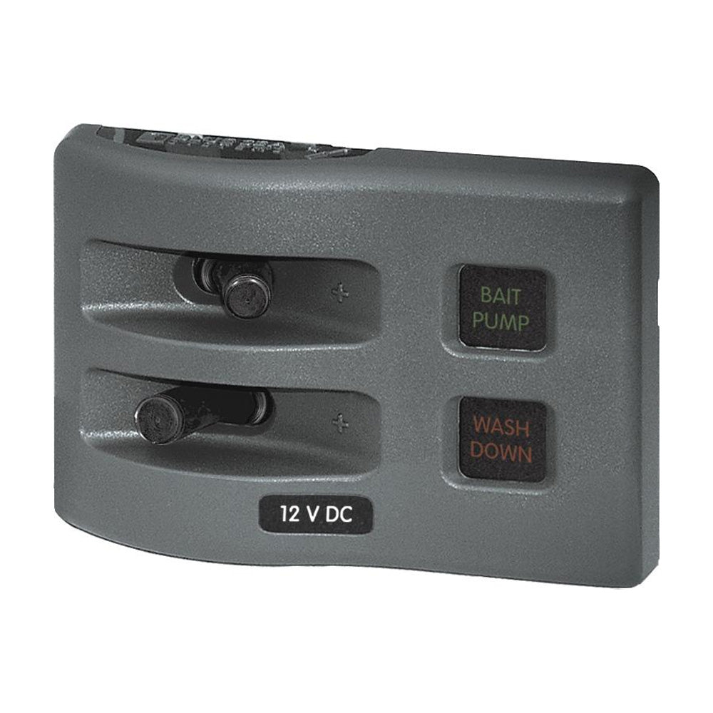 Blue Sea 4302 WeatherDeck Water Resistant Fuse Panel - 2 Position - Grey | SendIt Sailing