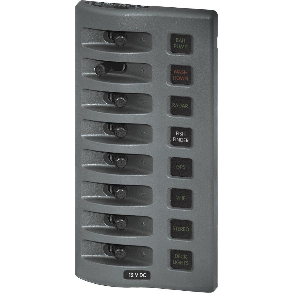Blue Sea 4308 WeatherDeck Water Resistant Fuse Panel - 8 Position - Grey | SendIt Sailing