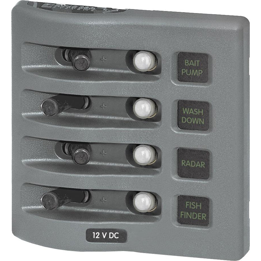 Blue Sea 4374 WeatherDeck Water Resistant Circuit Breaker Panel - 4 Position - Grey | SendIt Sailing