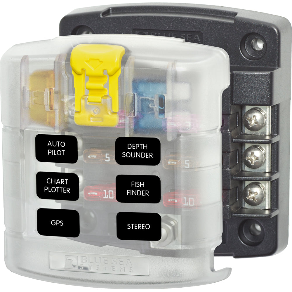 Blue Sea 5028 ST Blade Fuse Block with Cover - 6 Circuit without Negative Bus | SendIt Sailing