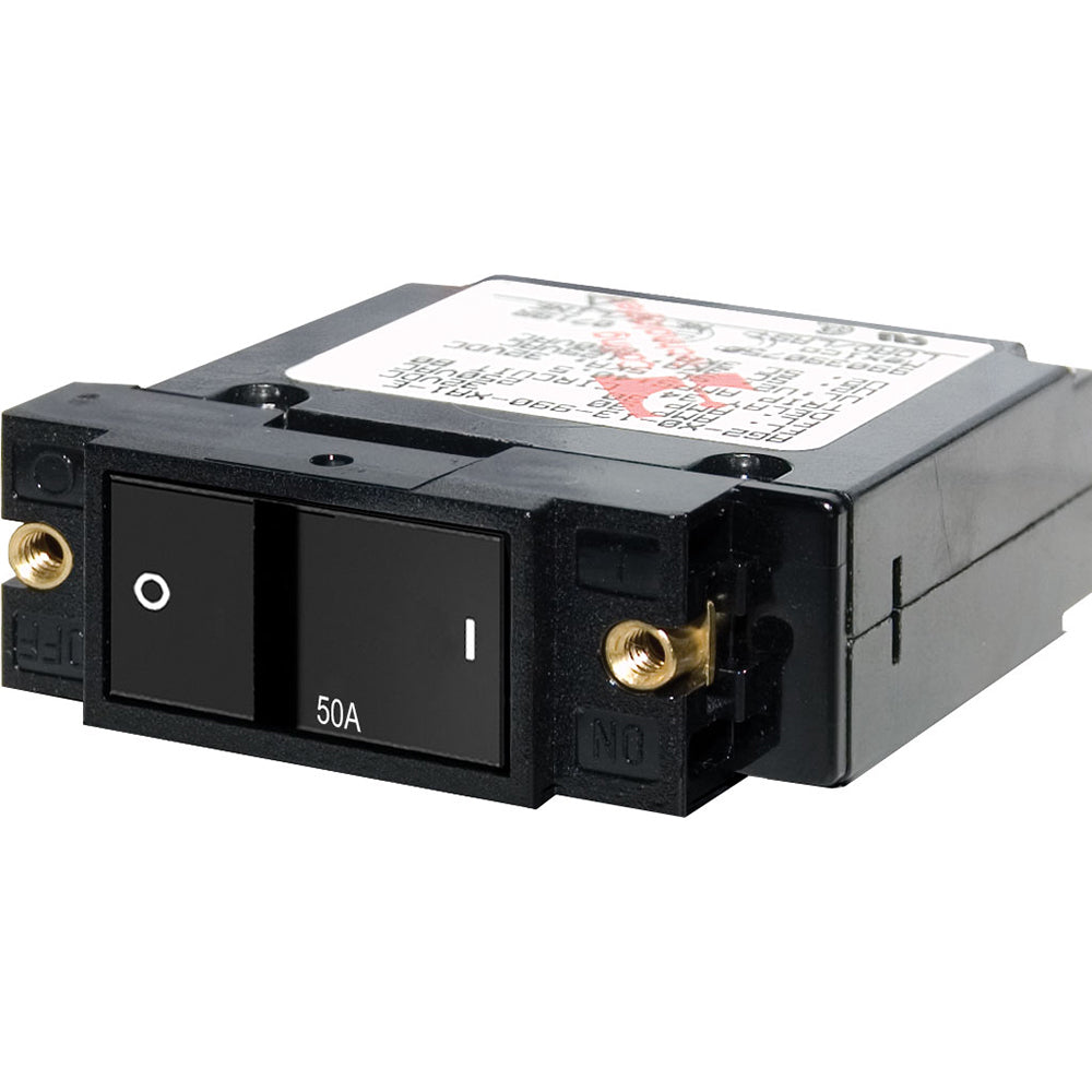 Blue Sea 7408 Single Pole Small Case 2in Flat Rocker Circuit Breaker - 50 Amp | SendIt Sailing