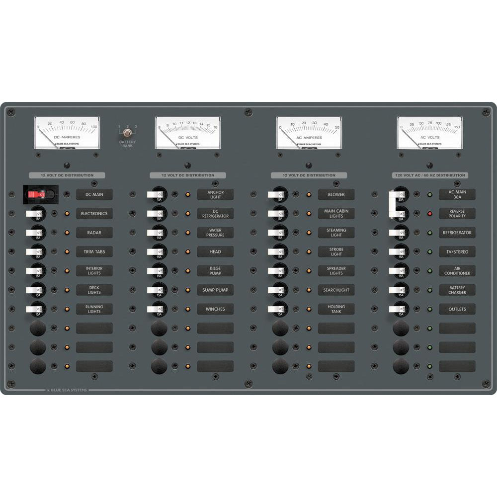 Blue Sea 8095 AC Main +8 Positions / DC Main +29 Positions Toggle Circuit Breaker Panel (White Switches) | SendIt Sailing