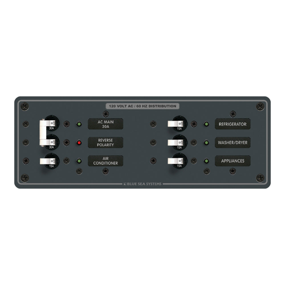 Blue Sea 8099 AC Main +4 Positions Toggle Circuit Breaker Panel (White Switches) | SendIt Sailing