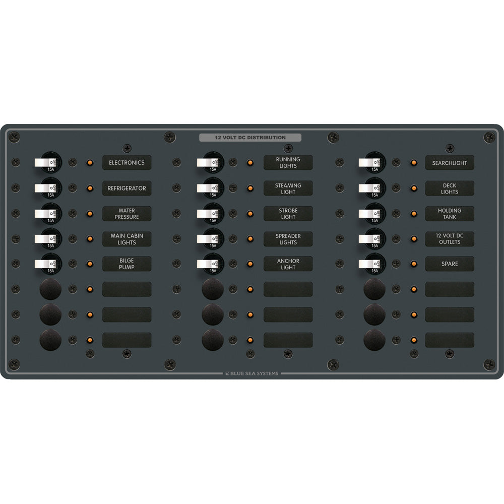 Blue Sea 8264 Traditional Metal DC Panel - 24 Positions | SendIt Sailing