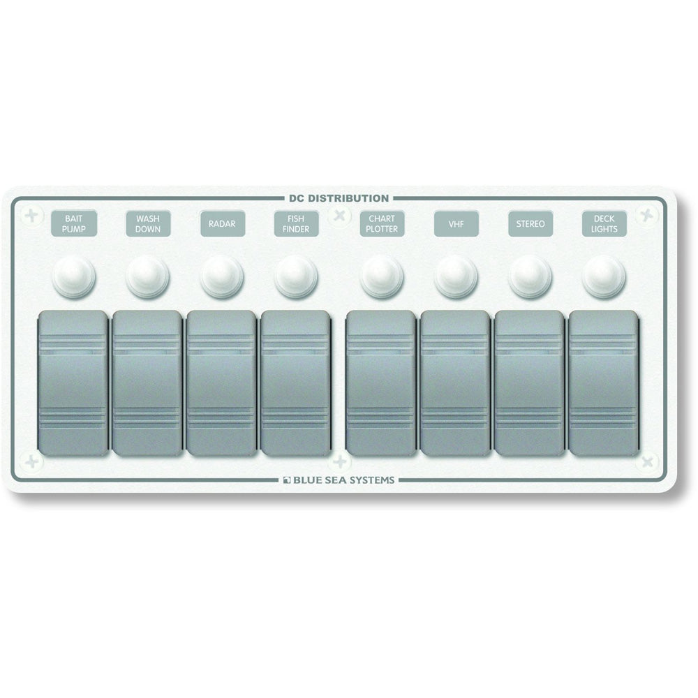 Blue Sea 8271 Water Resistant Panel - 8 Position - White - Horizontal Mount | SendIt Sailing