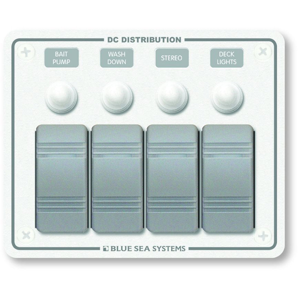 Blue Sea 8272 Water Resistant Panel - 4 Position - White - Horizontal Mount | SendIt Sailing