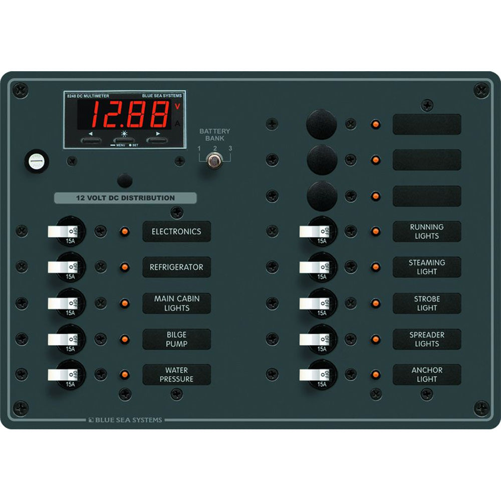 Blue Sea 8403 DC Panel 13 Position with Multimeter | SendIt Sailing