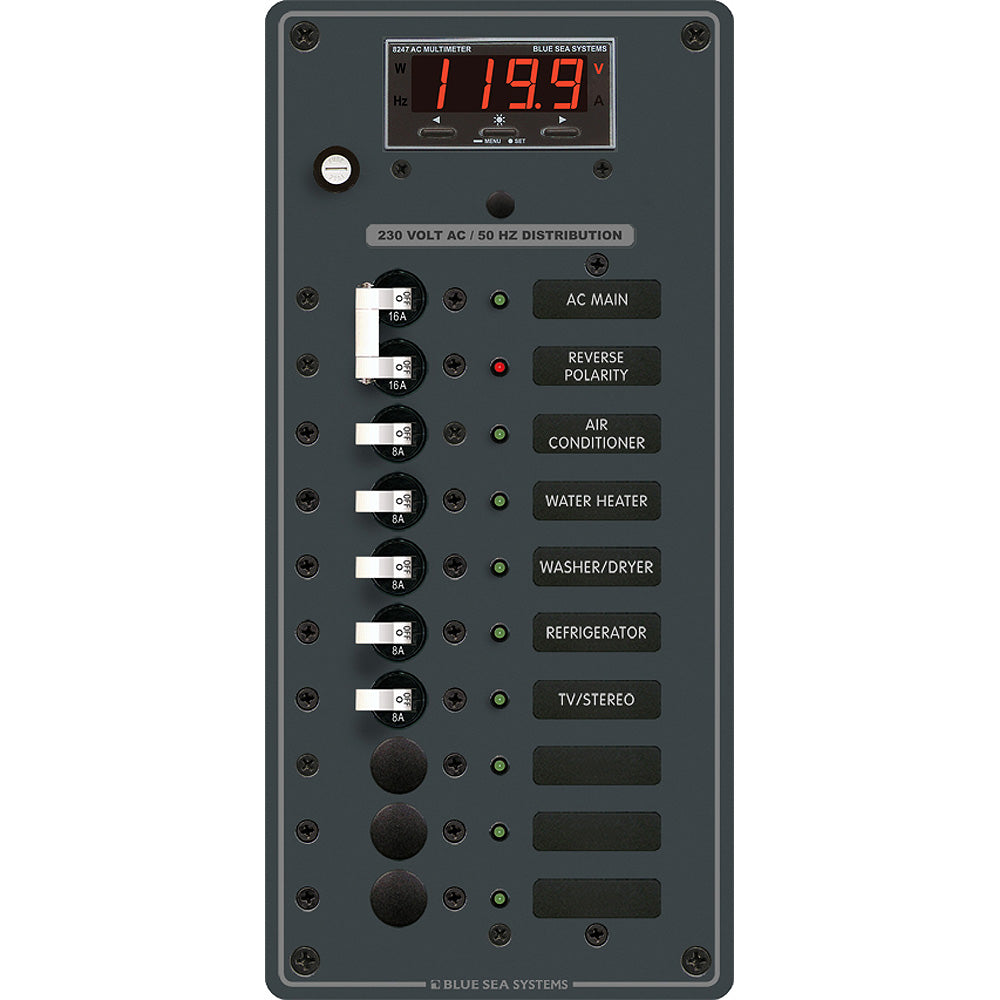 Blue Sea 8506 Breaker Panel - AC Main + 8 Positios (European) - White | SendIt Sailing