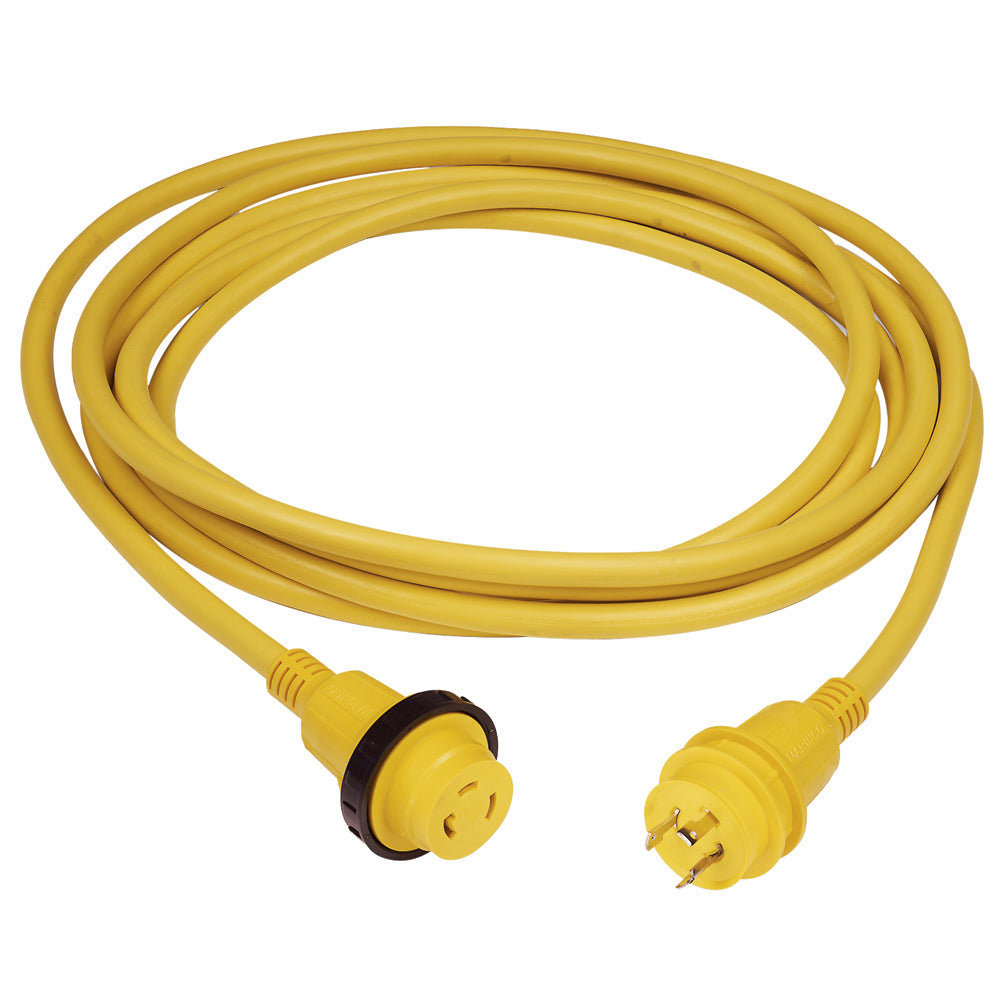 Marinco 30 Amp PowerCord PLUS Cordset with Power-On LED - Yellow 50ft | SendIt Sailing