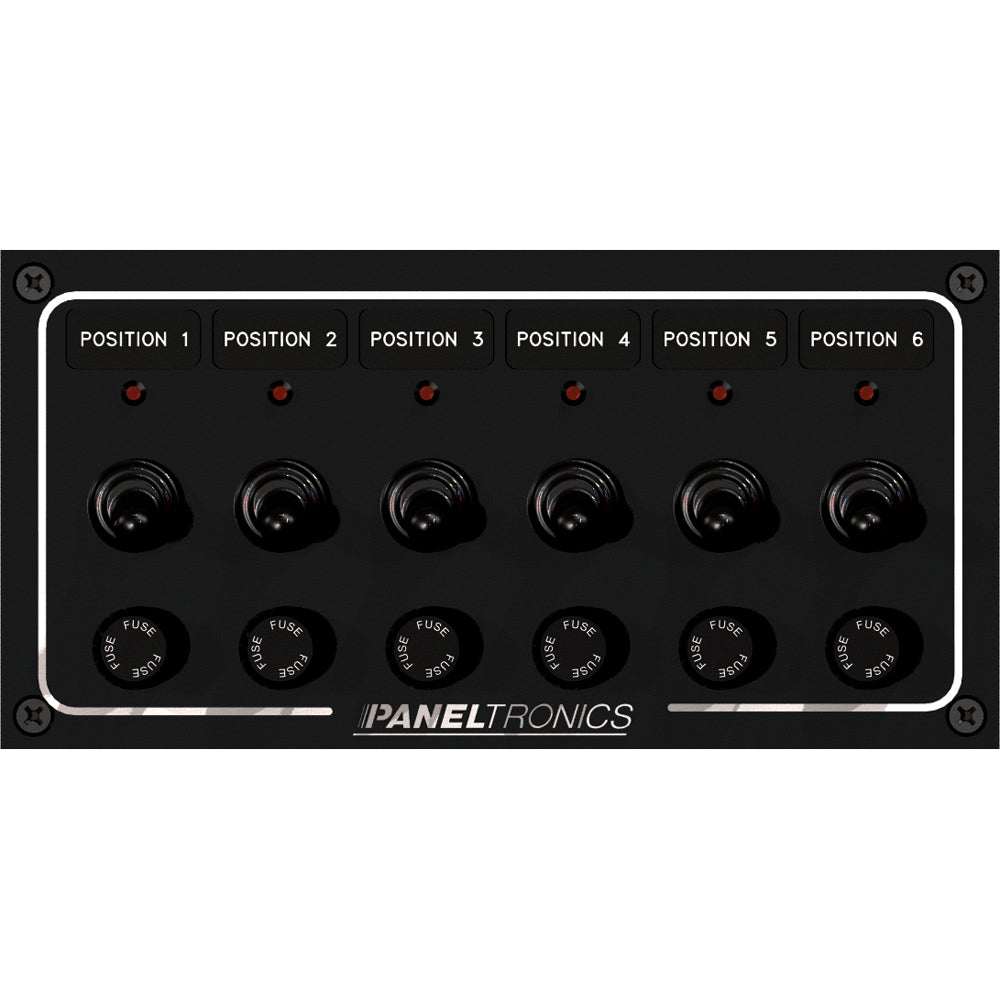Paneltronics Waterproof Panel - DC 6-Position Toggle Switch & Fuse with LEDs | SendIt Sailing