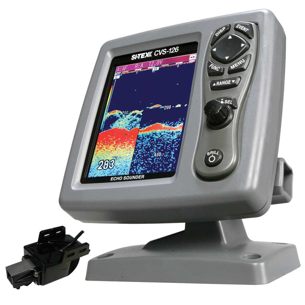 Si-Tex CVS-126 Dual Frequency Color Echo Sounder with Transom Mount Triducer 250/50/200ST-CX | SendIt Sailing