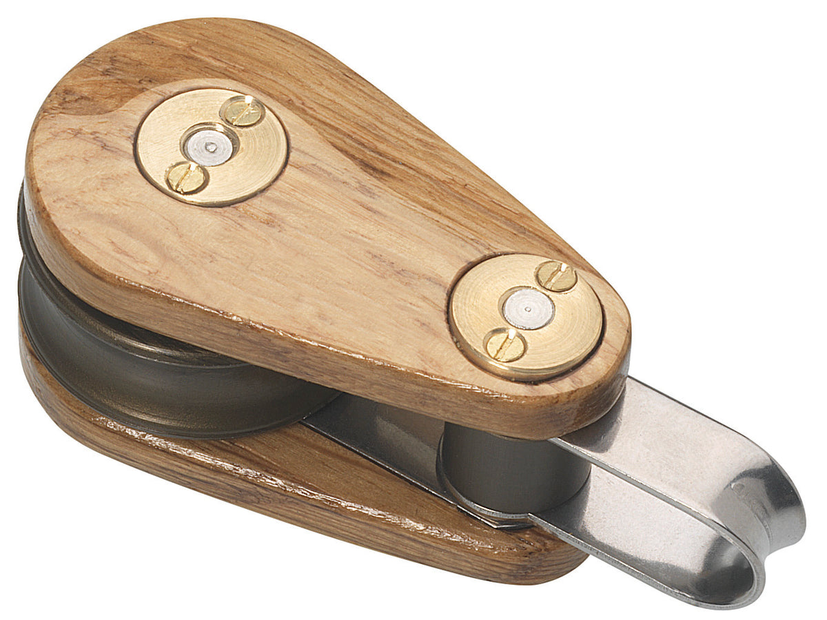 Barton 30mm wooden single block with fixed eye