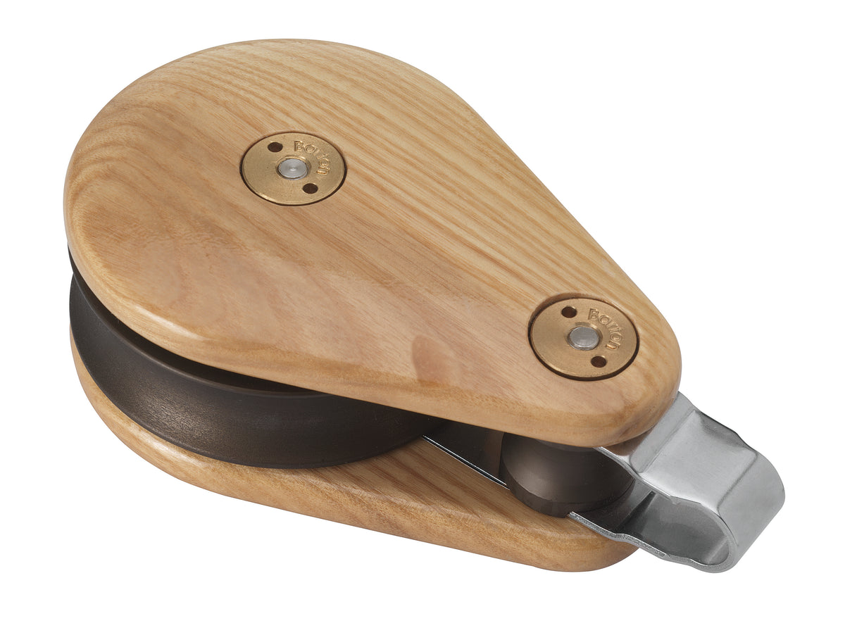 Barton 80mm wooden single block with fixed eye