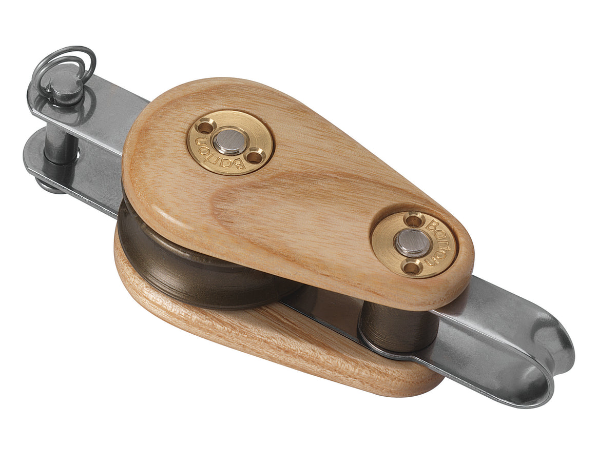 Barton 30mm wooden single block with fixed eye and becket