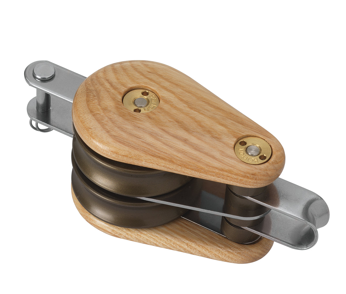Barton 45mm wooden double block with fixed eye and becket